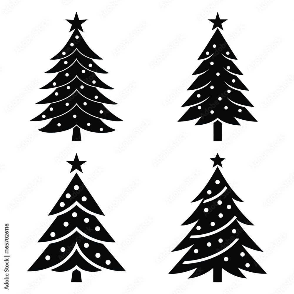 Obraz premium christmas tree vector icon set
