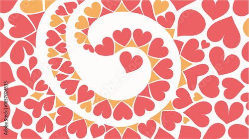 Colorful heart pattern in spiral design on white background  