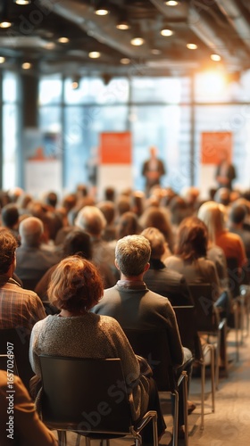 Attendees Engaged in Discussion at a Conference in a Modern Venue in the Afte...