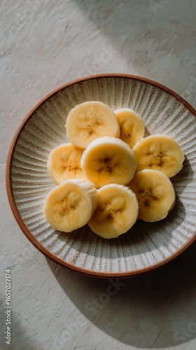 Freshly Sliced Banana on a Rustic Plate With Natural Light in a Cozy Kitchen ...