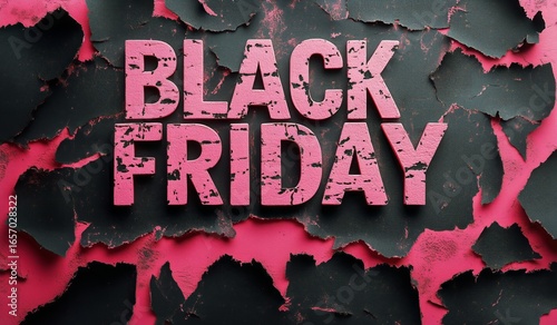 Black Friday Sale Announcement With Torn Paper Effect on Dark Background.
