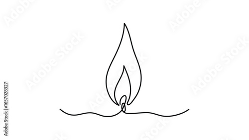 Minimalist vector drawing of a candle and flame in a single line.