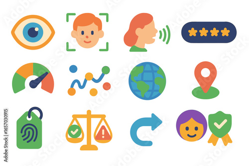 Communication and feedback flat icon set. social interaction symbols in flat design