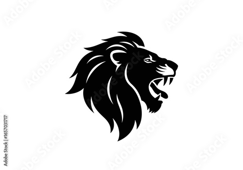 Black Lion Head Roaring Fiercely Graphic Symbol for Branding and Creative Projects