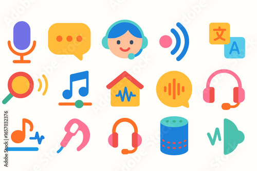 Communication, chat, translation flat icon set. messaging, podcasting icons collection
