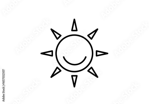 A Simple Outline Drawing of a Happy Sun with Rays, a Symbol of Warmth and Positivity