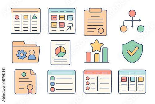 Business, office outline icon set. professional, productivity, management line icons
