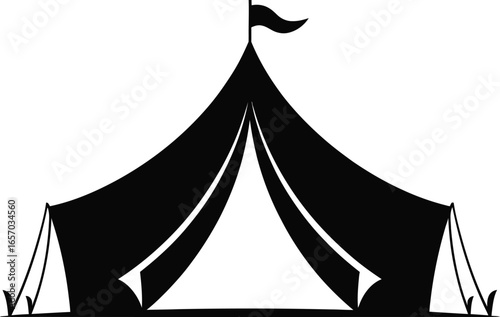 Black Silhouette of a Circus Tent with a Flag big top festival