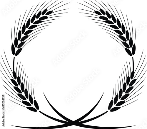 Circular Wreath Made of Wheat Stalks grain ears of wheat