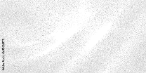 Halftone gradient backdrop, fine dotted dispersion and dusty blur in monochrome. Gentle textured surface, refined soft-focus detail waves, vector illustration.