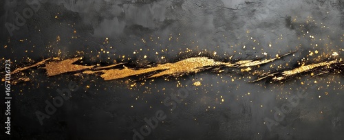 Elegant Gold and Black Abstract Design With Sparkling Textures on Dark Backgr...