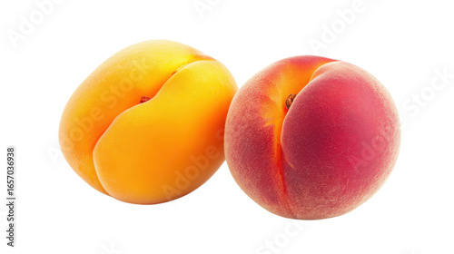Ripe Apricot and Peach Duo isolated on a Transparent Background