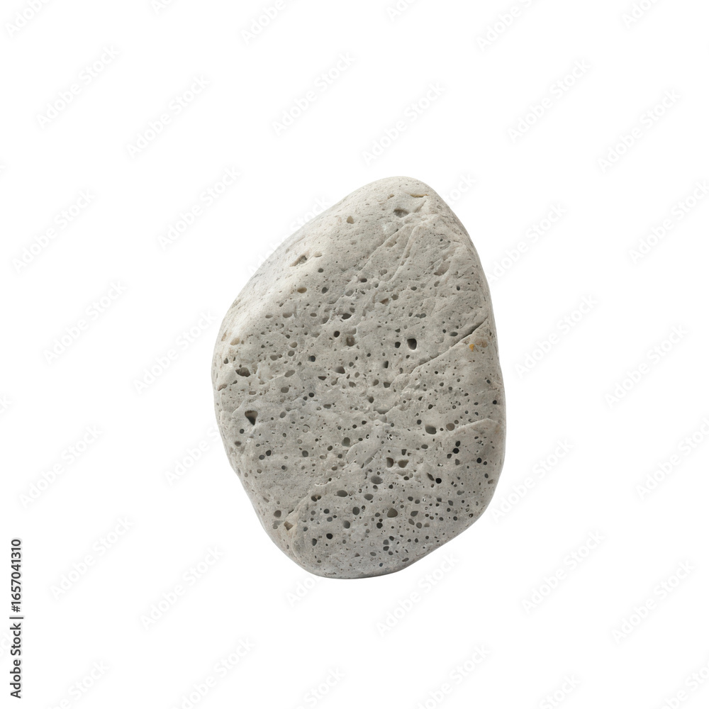 Fototapeta premium Gray Pumice Stone with Texture and Bubbling Surface on White Background