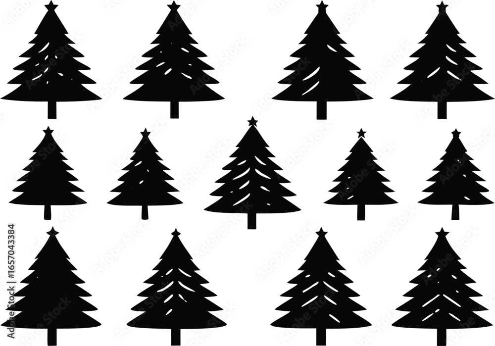 Fototapeta premium Silhouette Christmas Trees Design Collection