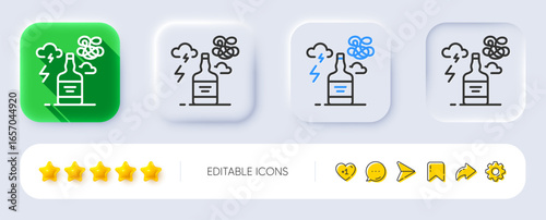 Alcohol addiction line icon. Neumorphic, Flat shadow, 3d buttons. Difficult stress sign. Mental health problem symbol. Line alcohol addiction icon. Social media icons. Vector