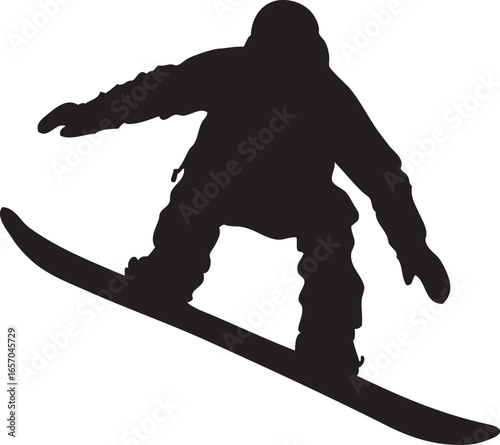 Dynamic Silhouette of a snowboarder in action vector graphic