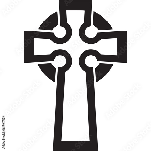 Celtic cross icon isolated on white background, a symbol of irish and scottish heritage, perfect for religious and cultural designs