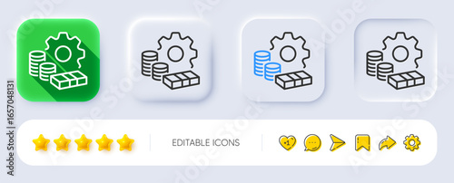 Money line icon. Neumorphic, Flat shadow, 3d buttons. Transfer payment sign. Bank account maintenance symbol. Line money icon. Social media icons. Vector