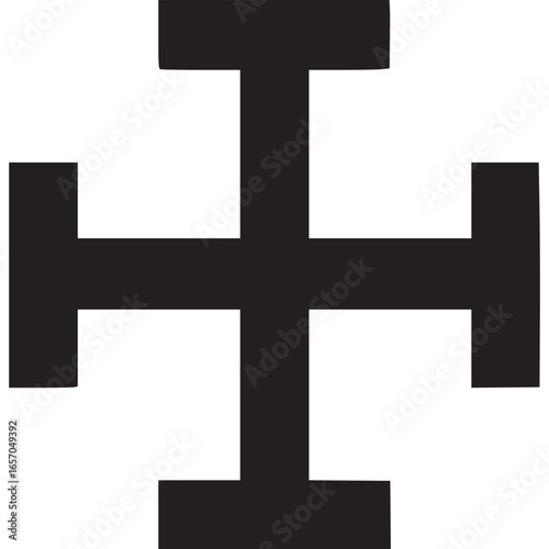 Simple black cross symbol, a religious icon of christianity and faith, isolated on white background