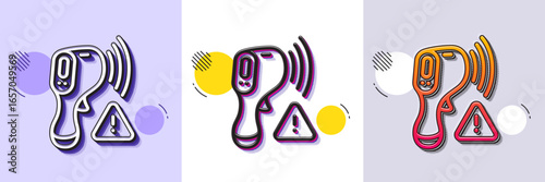 Electronic thermometer line icon. Halftone dotted pattern. Gradient icon with grain shadow. Temperature scanner sign. Fever measuring symbol. Line electronic thermometer icon. Various designs. Vector