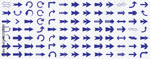 Arrow icon set, arrow cursor collection, Blue arrows icons vector set. Collection of Blue vector arrows. Mega set of vector arrows. Blue long arrow icon. Blue long arrow icon vector collection.