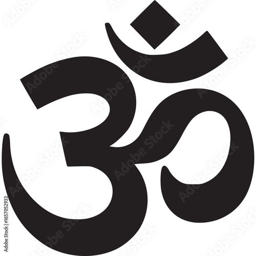 Om symbol isolated on white background, a sacred sound and spiritual icon representing hinduism, yoga, meditation, and the essence of the universe