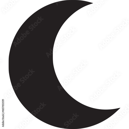 Crescent moon, a symbol of the night sky and lunar phases, isolated on white background