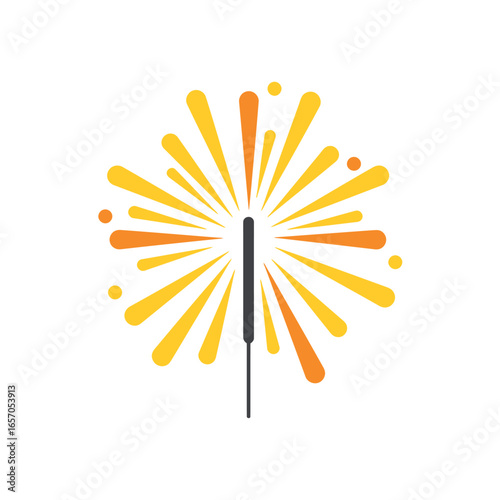 Illustration of a festive sparkler with bright sparks, perfect for new year celebrations and party designs