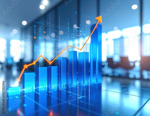 Modern business graph rising