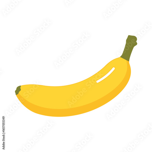 Illustration of a ripe yellow banana, a tropical fruit rich in vitamins and potassium, perfect for a healthy snack or dessert