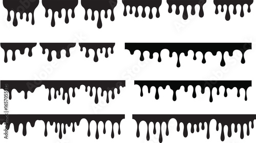 Vector Set of Dripping Paint and Liquid Silhouettes
