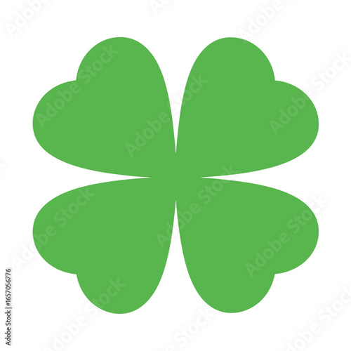 A simple green fourleaf clover, a symbol of luck and st patricks day, perfect for spring and naturethemed designs