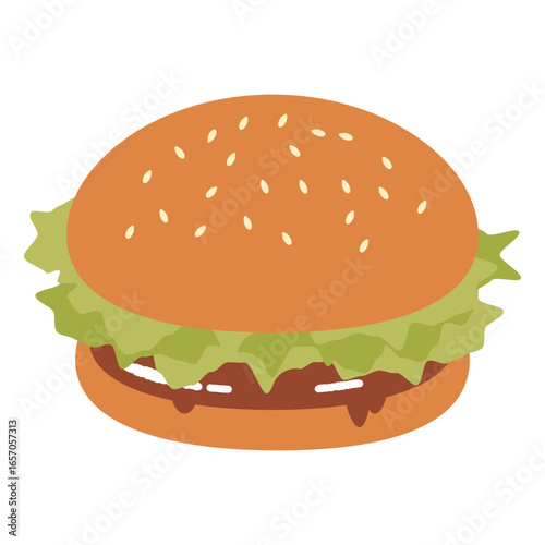 テリヤキバーガー　イラスト　ベクター　ジャンクフード　ファストフード