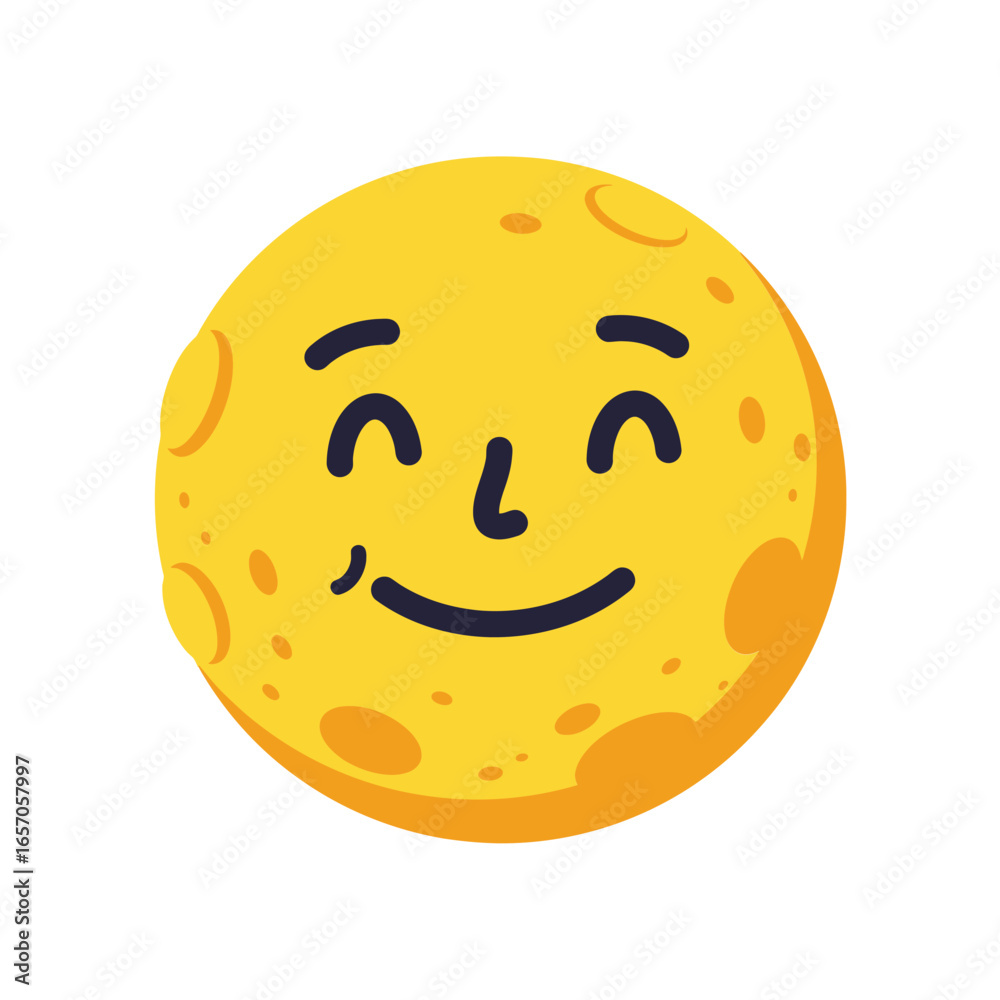 Fototapeta premium Cartoon moon with a happy face, a cheerful and whimsical illustration for childrens books or spacethemed designs