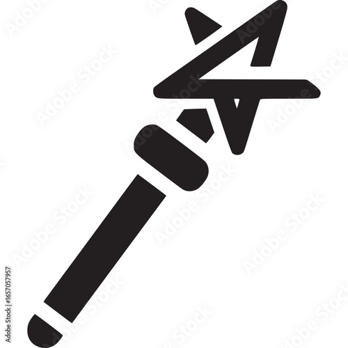A magic wand with a star isolated on white background, a symbol of fantasy, enchantment, and mystical power for wizards and fairy tales
