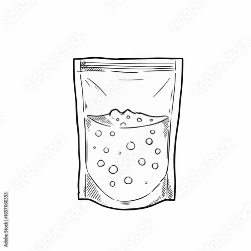 Tea bag packaging with bubble tea elements in sketch style  