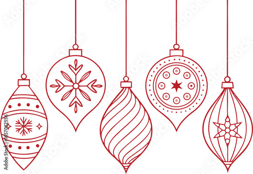 Vector art of red christmas ornaments