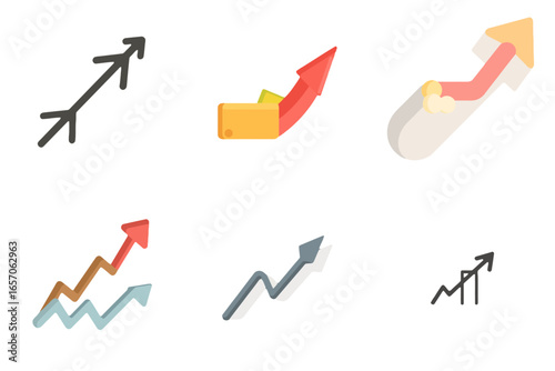 Dynamic growth charts and arrow icons representing success, business progress, and financial gains with vibrant visuals