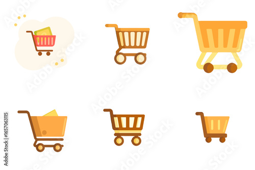 Shopping carts representing online retail, consumerism, and e-commerce, perfect for business, marketing, and sales promotions