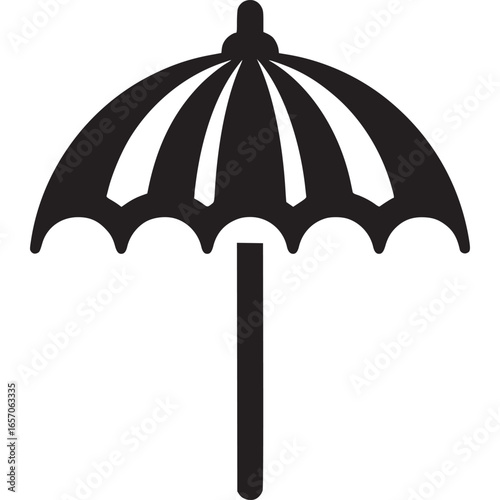 Umbrella silhouette isolated on white background, a symbol of protection from rain and sun, a stylish accessory for beach and summer