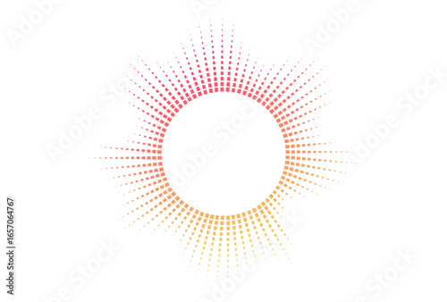 Colorful neon radial pattern in rainbow spectrum. Vibrant abstract design concept for audio, motion, or futuristic visuals. Vector illustration.