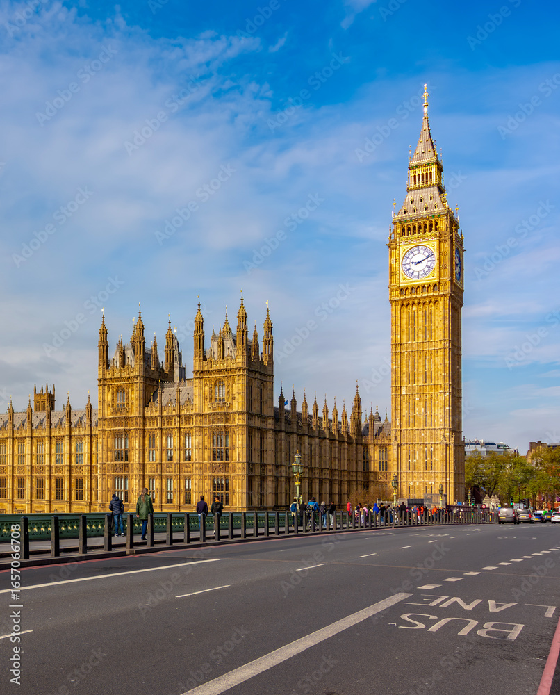 Obraz premium Big Ben with Houses of Parliament from Westminster bridge, London, UK