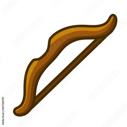 Wooden Bow Icon - Flat Vector Illustration of a Classic Archery Weapon