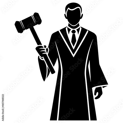 Black silhouette judge holding gavel court