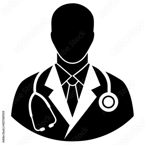 Doctor silhouette with stethoscope and tie medical