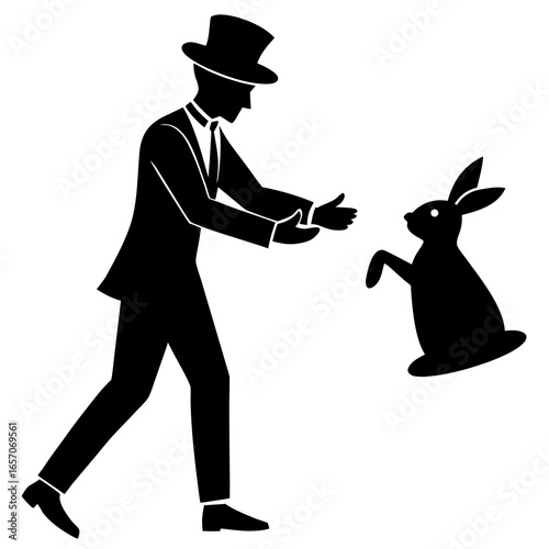 Magician top hat suit rabbit vector