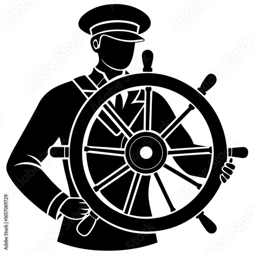 Sailor steering ship wheel captain helm