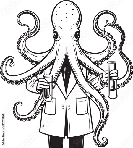 The Octopus Scientist: An Engraving of a Marine Biologist