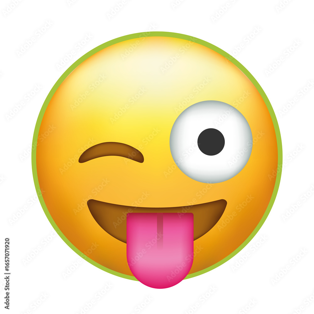 Fototapeta premium Winking face with tongue sticking out emoji isolated on transparent background