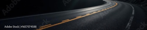 Sweeping asphalt curve, dark grey, earthy contrast, smooth, illustration